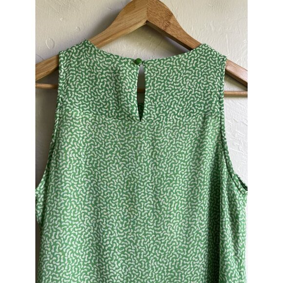 HD in Paris US 4 Green White Flutter Ruffle Top Floral Sleeveless 100% Polyester - Picture 6 of 10